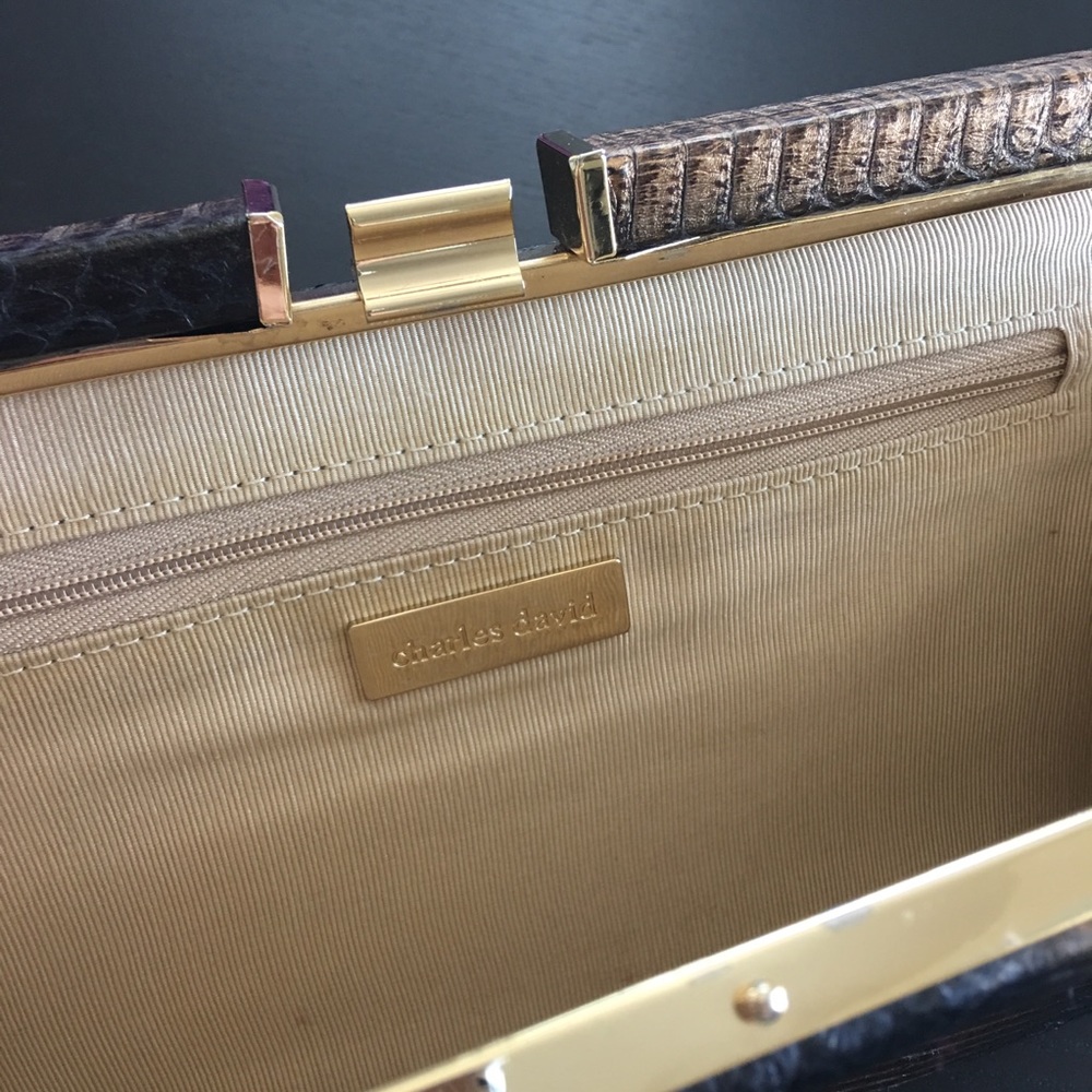 Charles David Vintage Snake Skin Clutch - Hard Frame - Picture 6 of 7